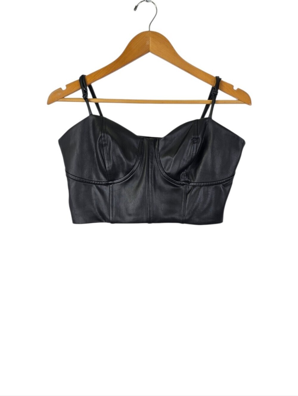 Express New Body Contour Faux Leather Corset  Cropped Top Corset Design Lined